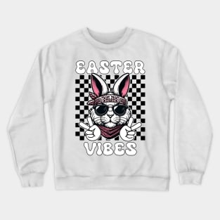 Easter Vibes OK Peace Sign Easter Bunny Vibes Crewneck Sweatshirt